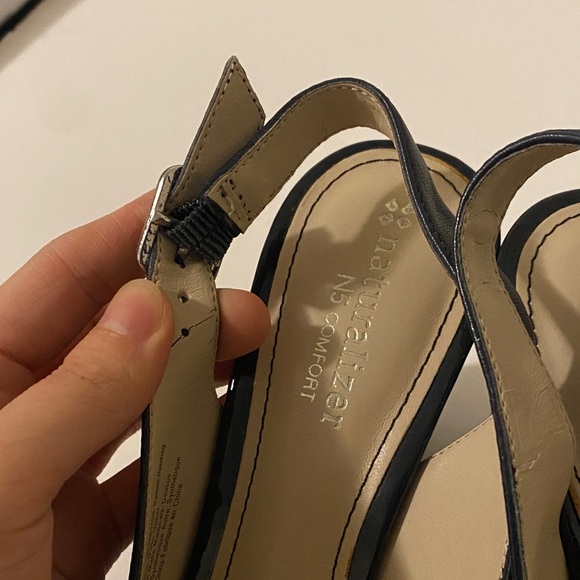 Naturalizer Black and Tan Peep-Toe Heels - Picture 2 of 5